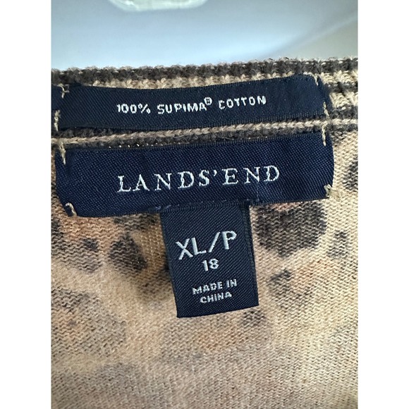 Lands End Womens XL Petite Leopard Print 100% Supima Cotton Cardigan Sweater - Picture 7 of 7